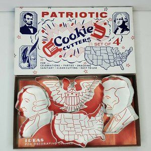 Vintage - Patriotic Cookie Cutters - Set of 4 - Washington Lincoln Eagle USA